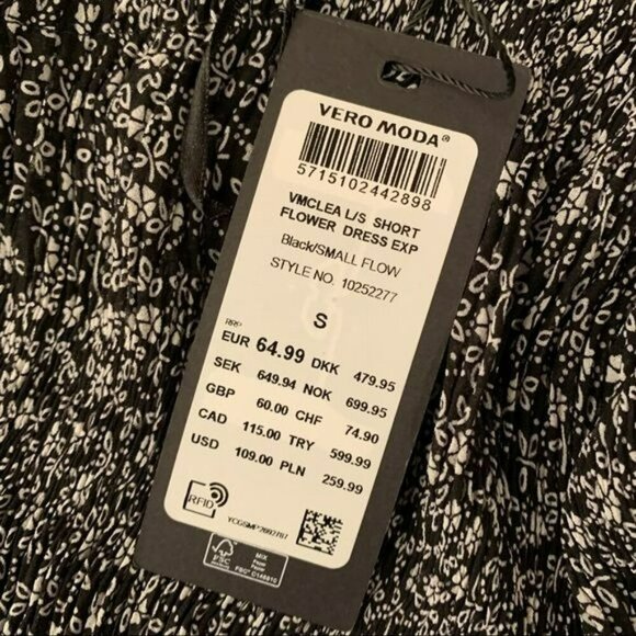 Vero moda long sleeve tiered mini smock flower dress - S - Picture 4 of 7